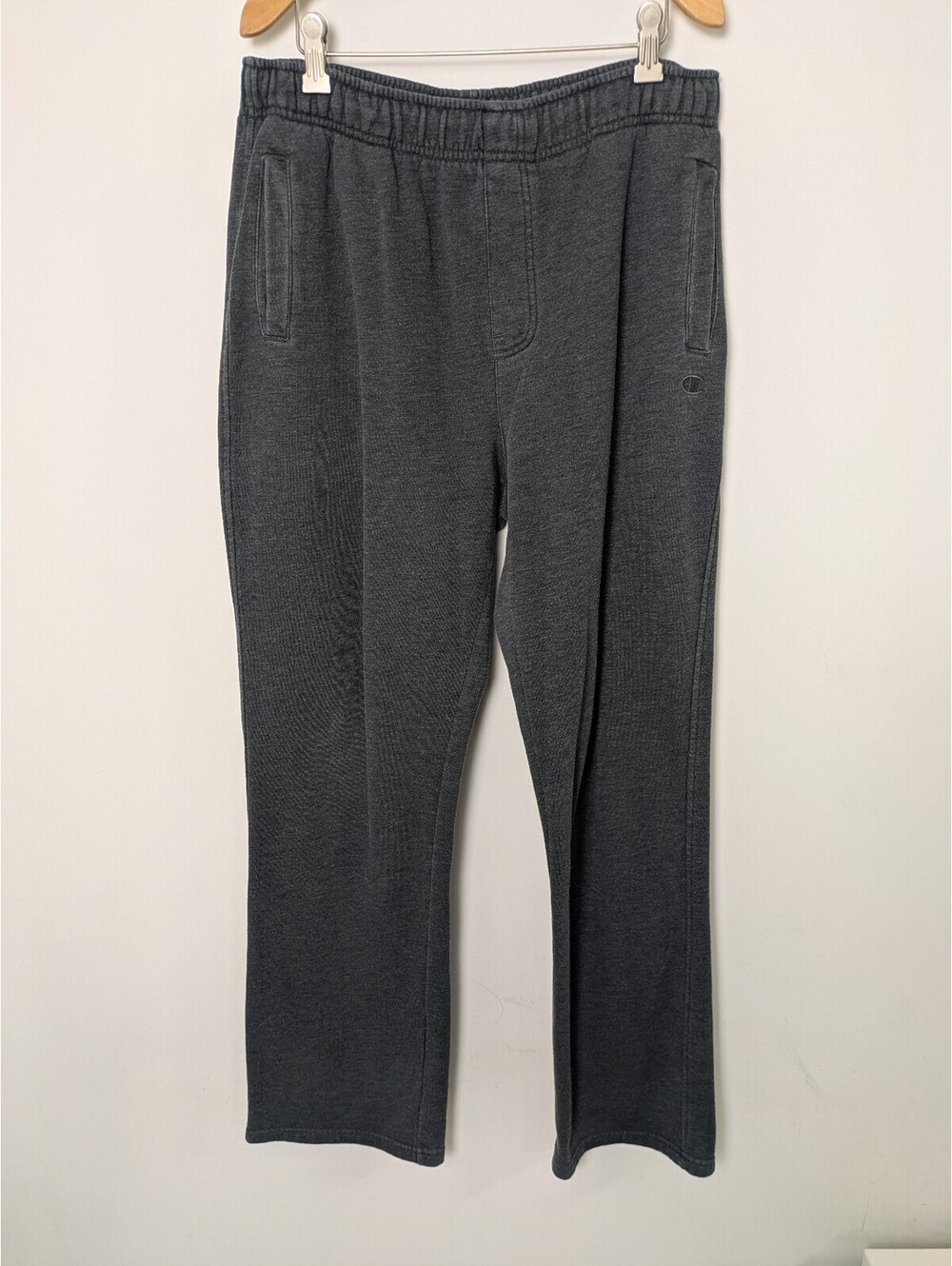 Champion Mens Charcoal Dark Gray Open Bottom Fleece Sweatpants – Size M